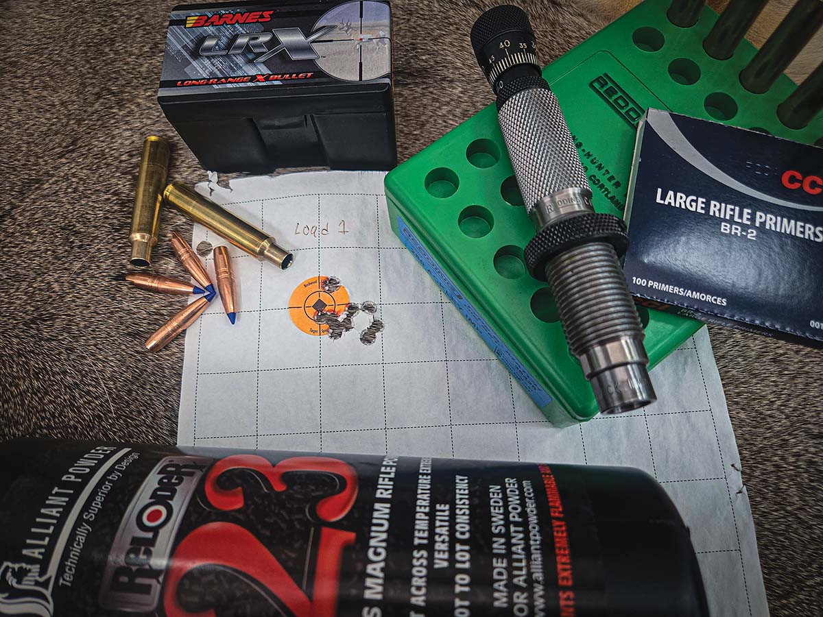 This 10-shot group was from handloads containing Alliant Reloder 23 powder and the 139-grain Barnes LRX bullet. The performance met the goals of the author and was worth verifying by testing another 20 rounds.